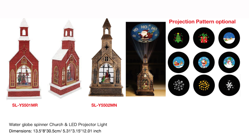 Acrylic Water alobe spinner Church & LED Projector Light Choralist & Red Church / Virgin Mary & Golden Church SR - 62