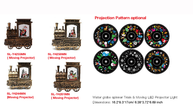 Acrylic Water globe spinner Train & Moving LED Proiector Light Snowmen/Santa Claus SR - 68