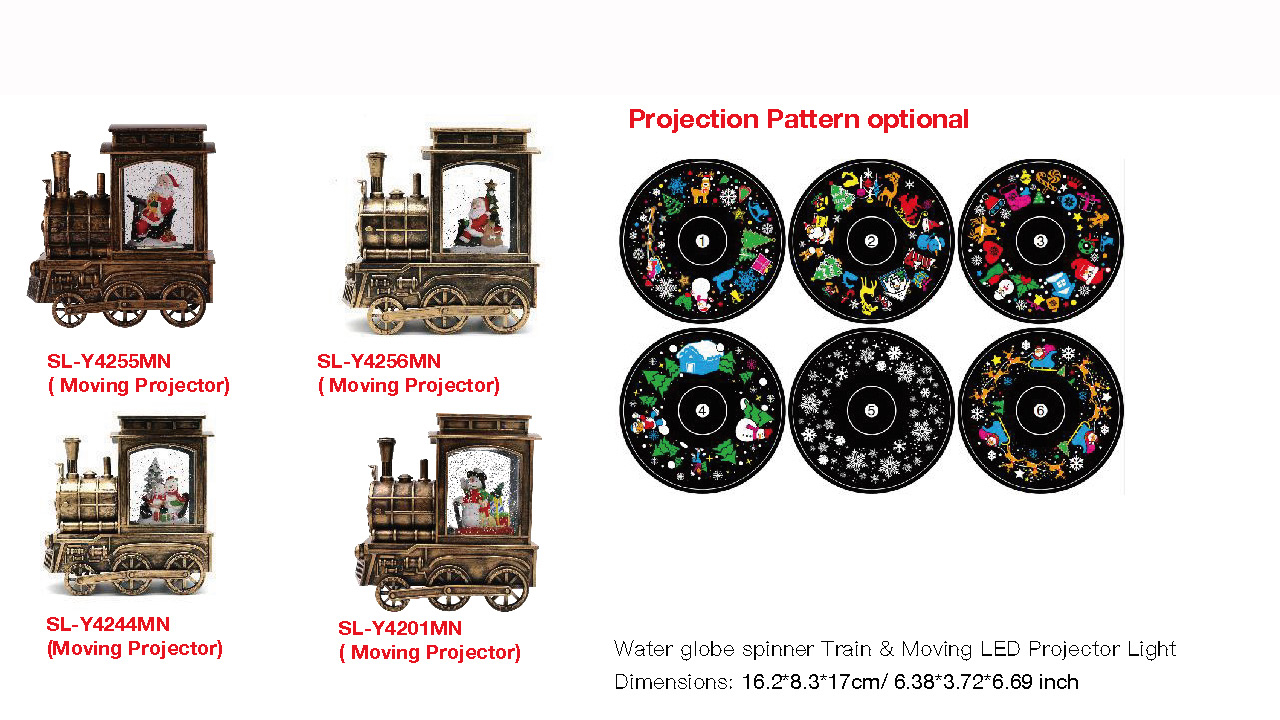 Acrylic Water globe spinner Train & Moving LED Proiector Light Snowmen/Santa Claus SR - 68