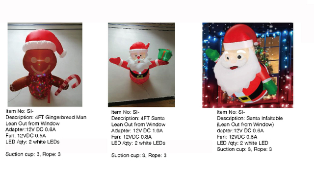 Gingerbread Man & Santa Inflatable Lights - 70