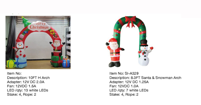 Santa & Snowman Arch Inflatable Lights