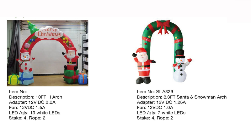 Santa & Snowman Arch Inflatable Lights