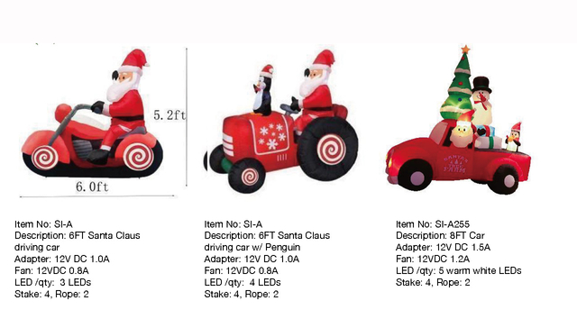 Santa Claus & CAR Inflatable Lights