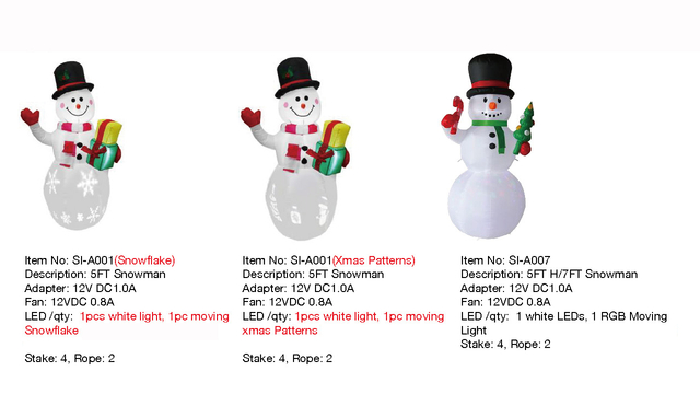 5FT H/7FT Snowman Inflatable Lights 