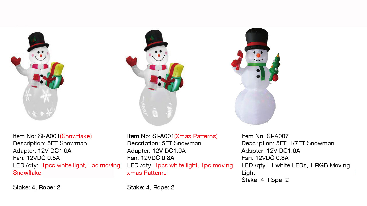 5FT H/7FT Snowman Inflatable Lights 