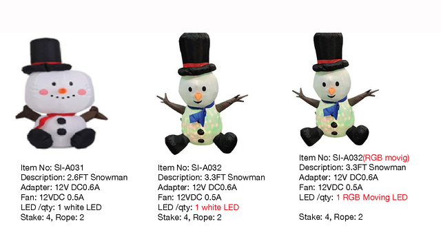 2.6FT,3.3FT Snowman Inflatable Lights