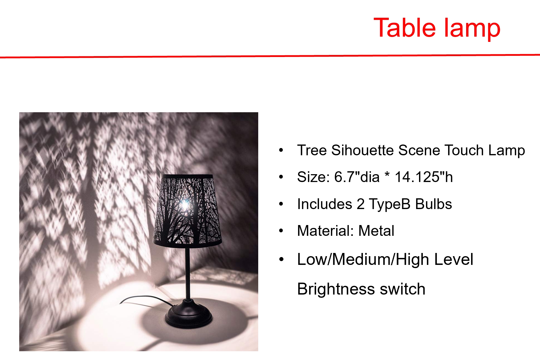 Solar LED Tree Sihouette Scene Touch Lamp