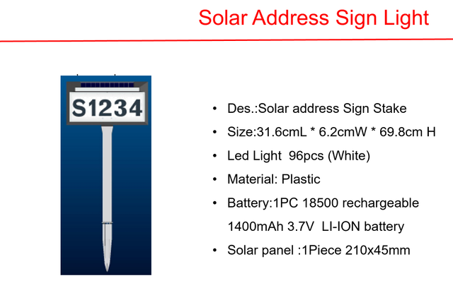 Solar LED post Light & address Sign Stake Lights