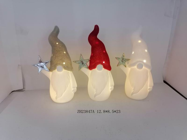 porcelain Santa Claus with gray / red / white hat & star- 10
