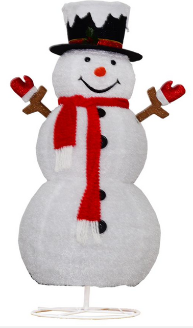 Fabric-wrap Fleece Snowman collapsible lights