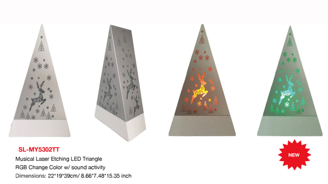 Indoor Decoration Musical Laser Etching LED Triangle- 26