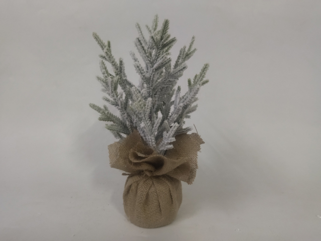 X'mas Green Mini Tree +flocking with fabric basin - 32