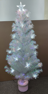 X'mas White color Crystal Fiber tree +top star with round basin - 17