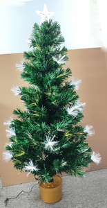 X'mas Green color Crystal Fiber tree +top star with round basin - 16