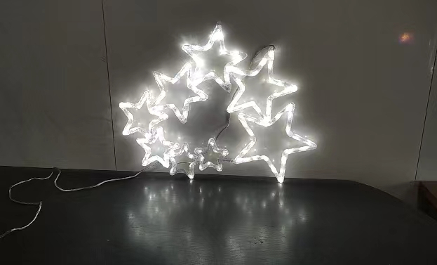 8 pcs brushed five-pointed stars with 128 white LED lights and an 8-function controller
