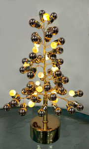 28cm Electroplated Ball Bubble Christmas Tree Lamp with Champagne Gold Base, 3×AA Battery-Powered, Elegant Holiday/Home Decorative Lighting