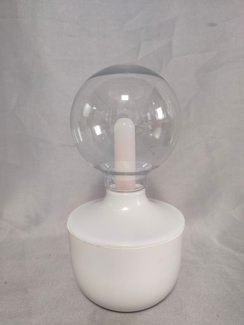 Flickering Flame-Shaped 7-Color Mood Lamp with Clear Glass Shade, Battery/USB Powered, Cozy Decorative Night Light