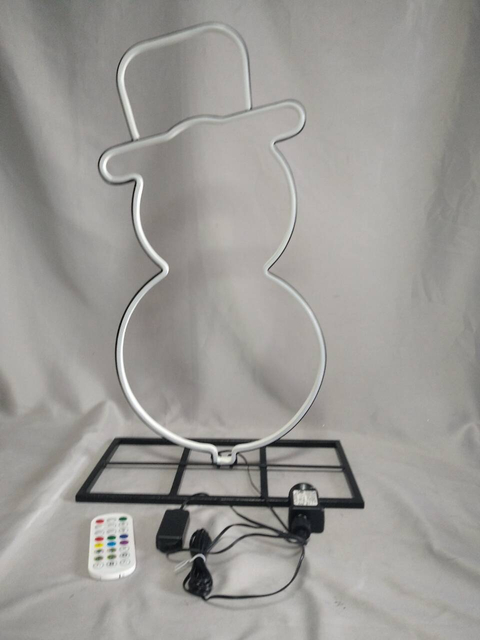 Snowman-Themed Iron Frame Color-Changing LED Light Strip - 60cm Tall x 29.5cm Wide Festive Outdoor/Indoor Decoration with Vibrant Dynamic Lighting