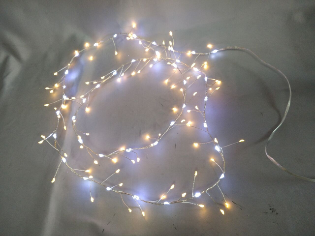 2M Waterfall Firecracker LED String Lights - Dynamic Central White Flowing Light with Side Warm White Steady Glow