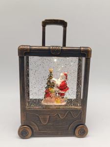 Black brush-gold suitcase lamp Santa Claus and tree interior decorations