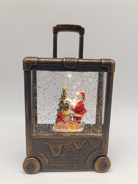 Black brush-gold suitcase lamp Santa Claus and tree interior decorations