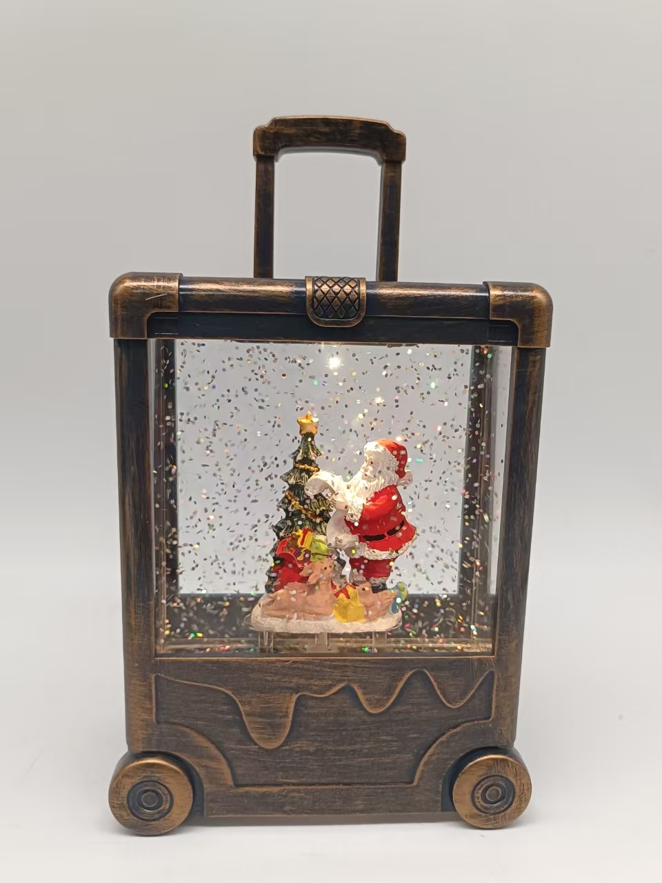 Black brush-gold suitcase lamp Santa Claus and tree interior decorations