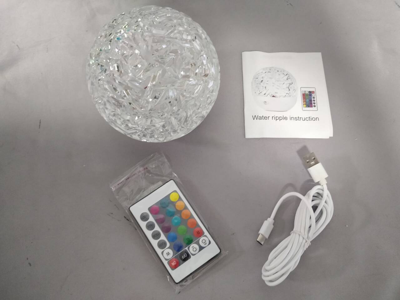 RGB LED Water Ripple Light with 1.5W Single-Chip Source | Dual Control: Touch Switch + 24-Key Remote for Dynamic Color Effects & Ambient Lighting