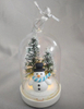 Enchanted Glass Dome Christmas Tree & Snowman Ornament with 10-LED Copper Wire Warm White Lights | Hand-Blown Glass Snow Globe Style Decor