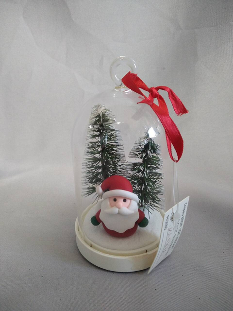 Enchanted Glass Dome Christmas Tree & Santa Ornament with 10-LED Copper Wire Lights | 4:1 Blinking Mode Warm White Glow | LR44 Battery Powered