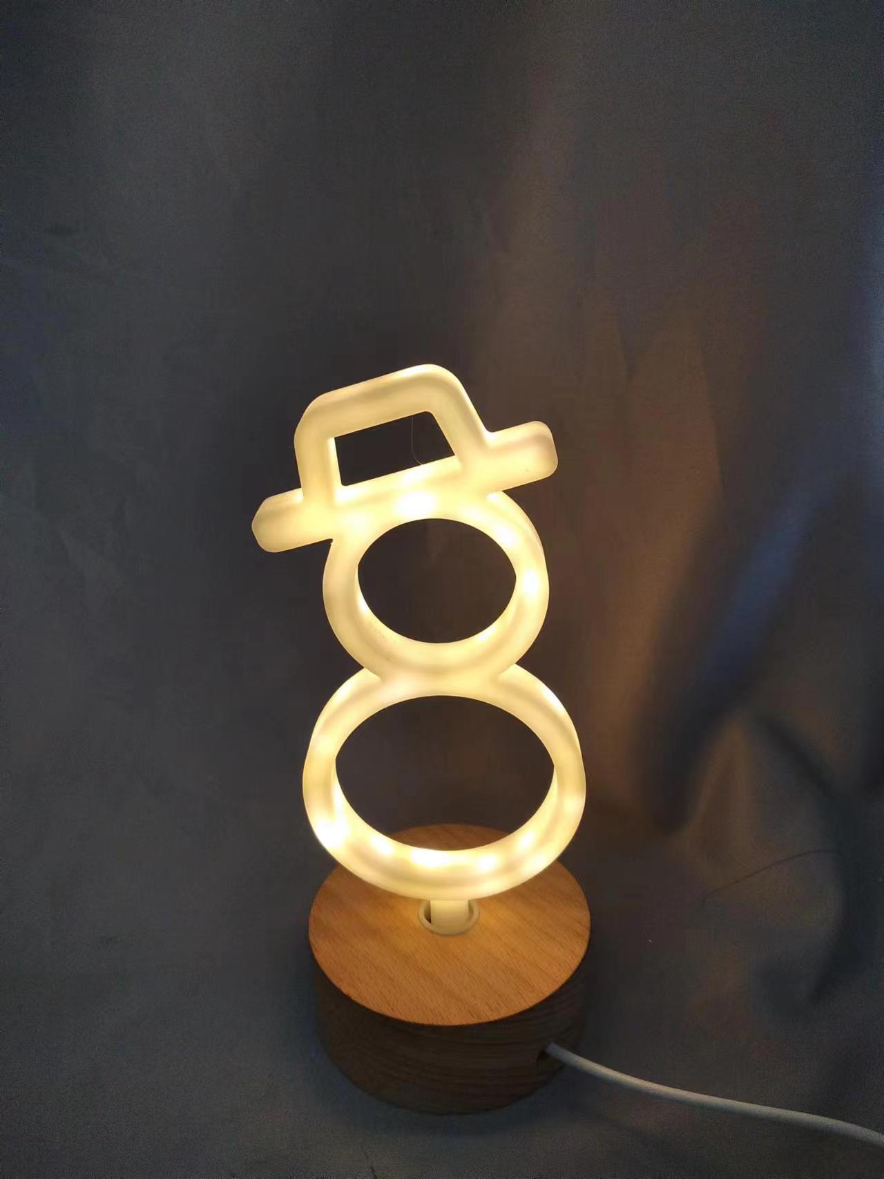 Wooden-based snowman creative lamp