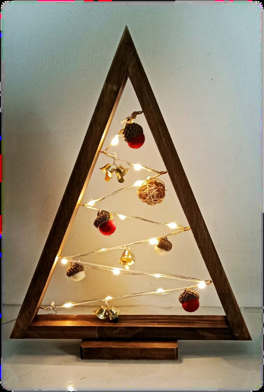 Star Light String & Wood Triangle Lamp