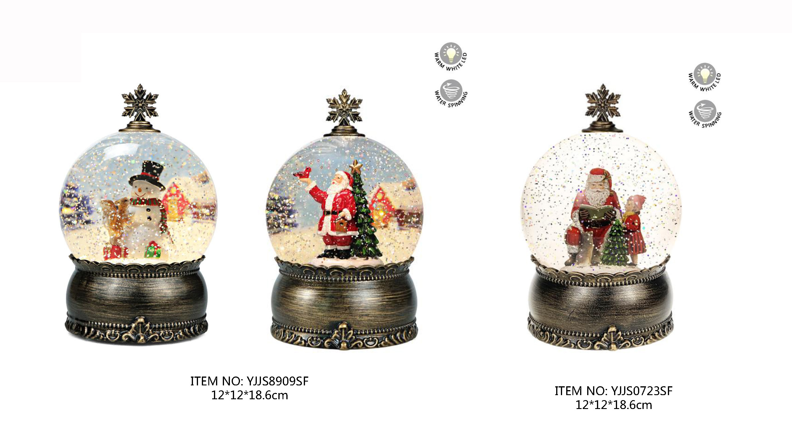 Acrylic Water Snow Globe Snowmen & Gifts / Santa Claus & Red Bird / Santa Claus & Kid SJ - 20