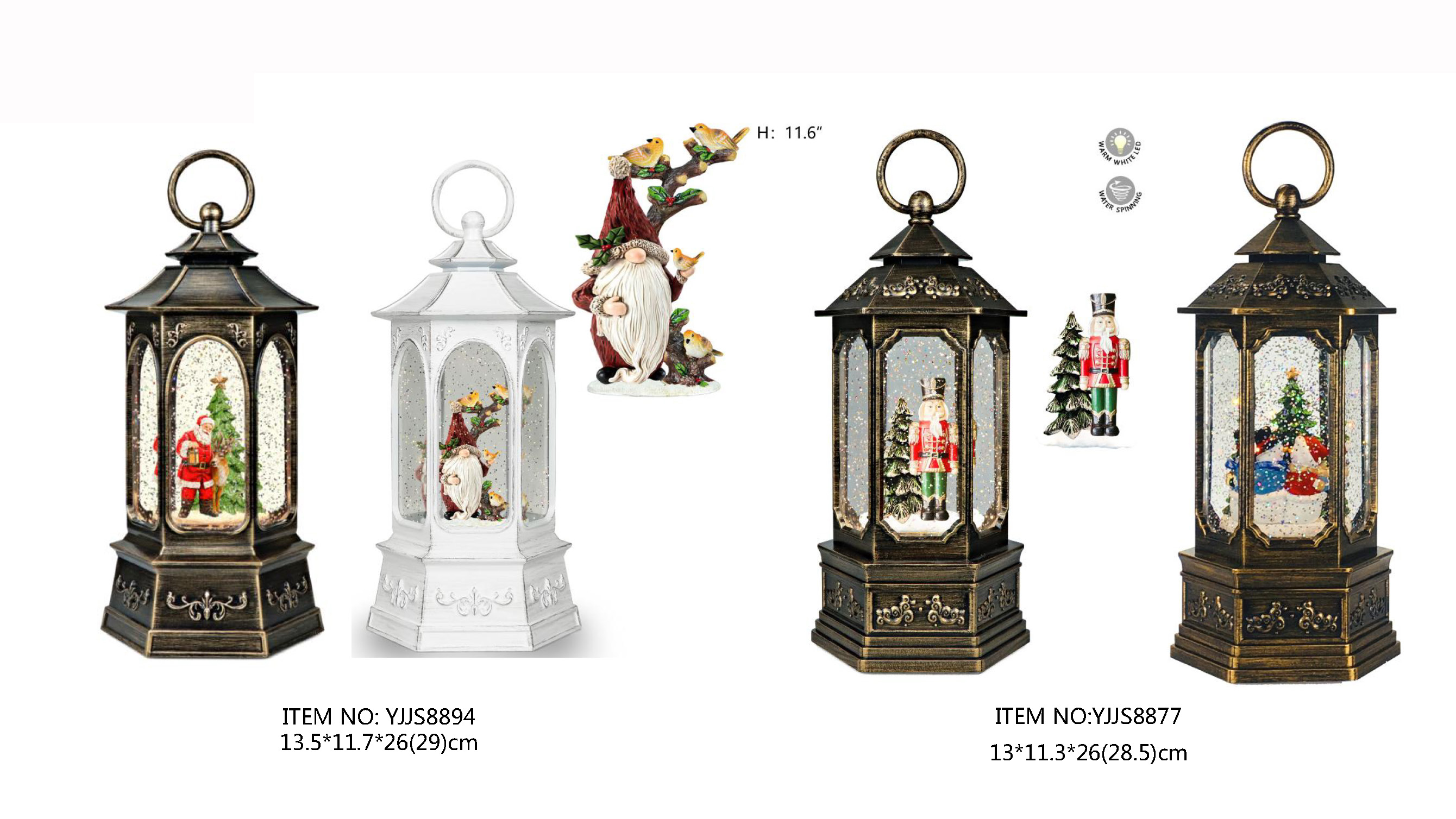 Acrylic Water spinning Light Santa Claus / Santa Claus & Birds / Soldier / Two Snowmen SJ - 8