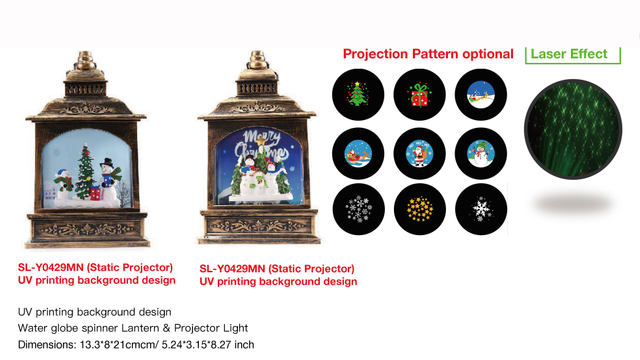 Acrylic Water globe spinner Lantern & Projector Light Snowmen & Gifts SR - 25