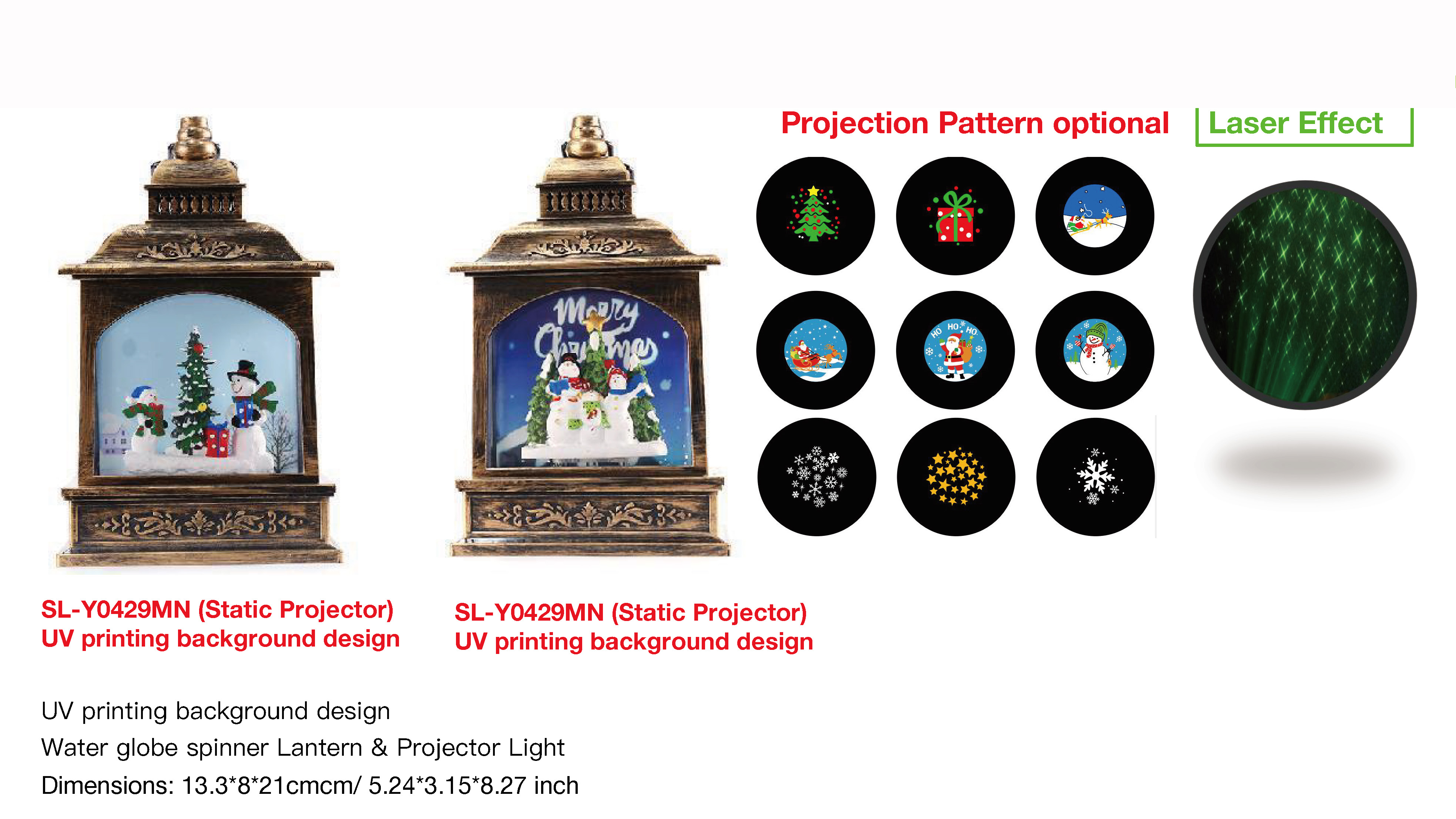 Acrylic Water globe spinner Lantern & Projector Light Snowmen & Gifts SR - 25