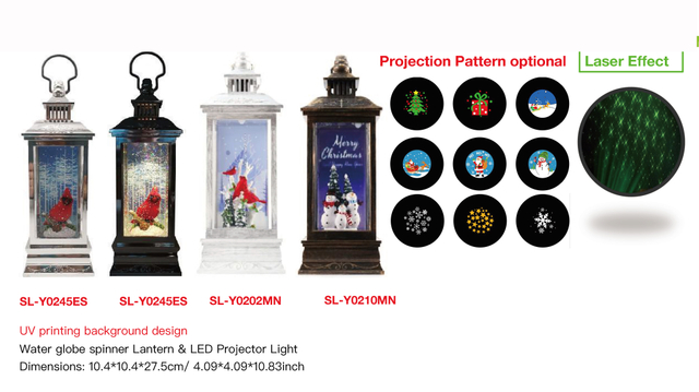 Acrylic Water globe spinner Lantern & LED Projector Light Red Bird / Snowmen SR - 45