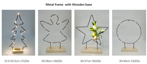 Metal frame w/wooden lights