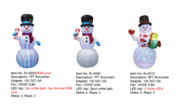 7FT,8FT Snowman Inflatable Lights