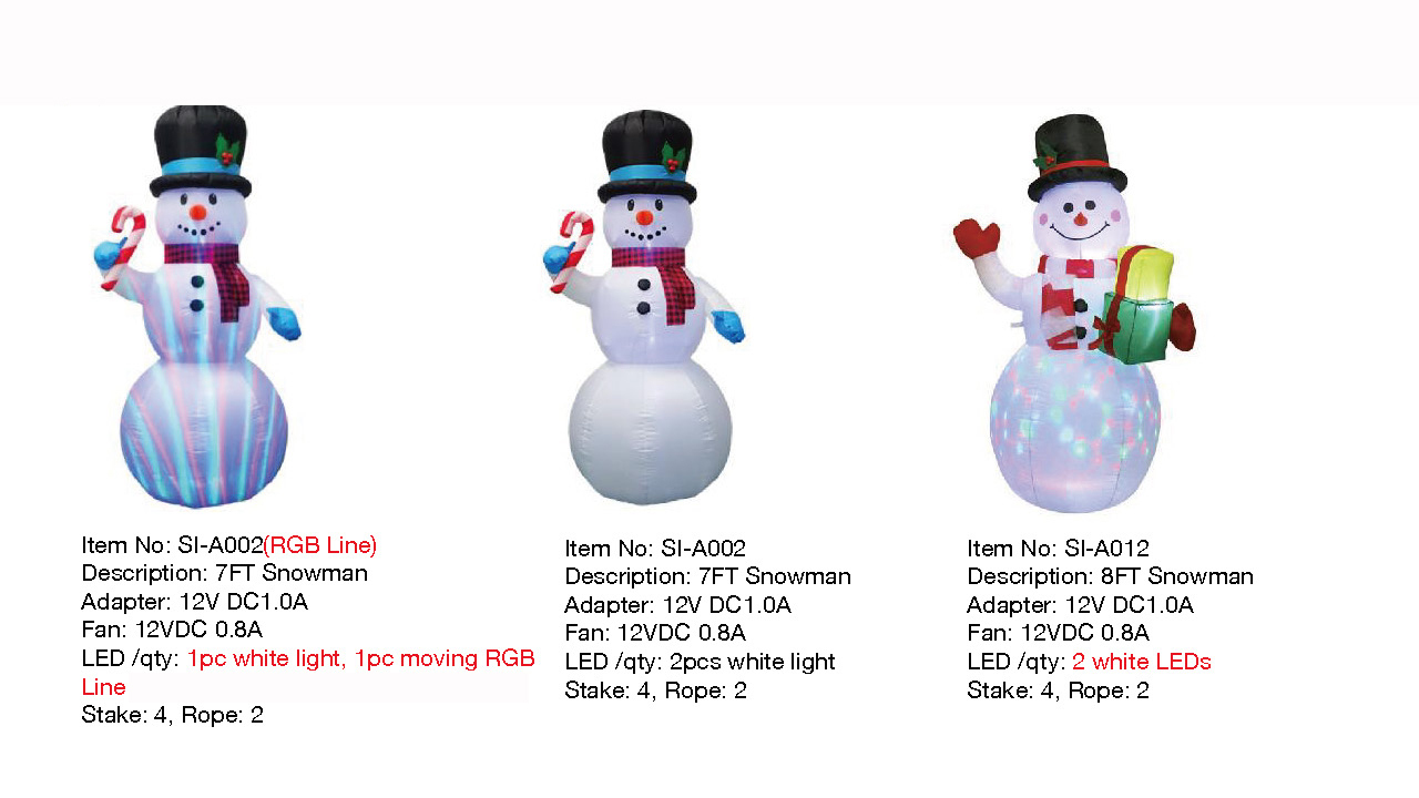 7FT,8FT Snowman Inflatable Lights