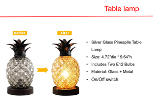 Solar Silver Glass Pineaplle Table Lamp