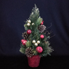 X'mas Green Mini Tree+flocking with basin +Red and Giltter ball/Glitter pine cone - 46