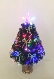 X'mas Green color Crystal Fiber tree +top star with round basin+color butterfly - 21