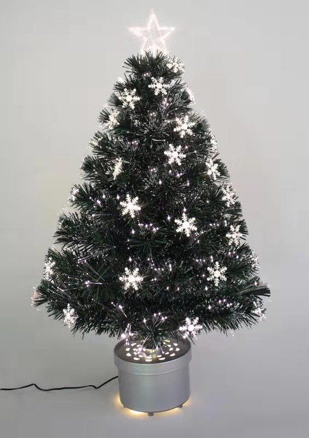 X'mas Green color Crystal Fiber tree+top star with round basin - 1