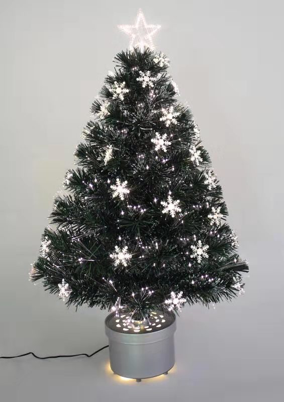 X'mas Green color Crystal Fiber tree+top star with round basin - 1