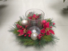 Candle Holder Gold Balls Red Leaves - 9
