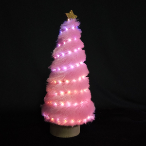 X'mas Pink color Mini Tree with basin +Glitter top star - 49
