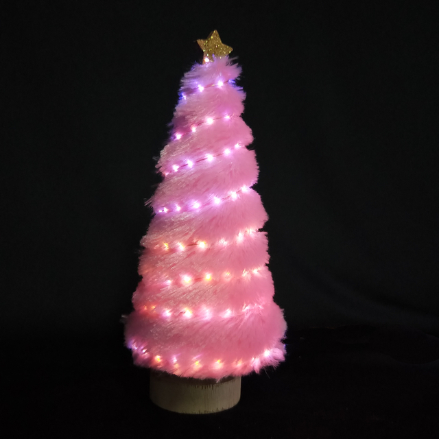 X'mas Pink color Mini Tree with basin +Glitter top star - 49