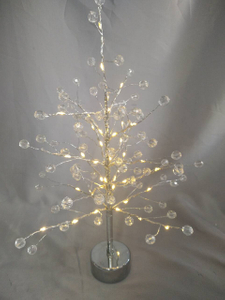 40cm Tall Bare Branch Tree with Transparent Orbs, Silver Copper Wire Warm White LED Lights, Rustic-Chic Decorative Lamp for Home/Event Styling