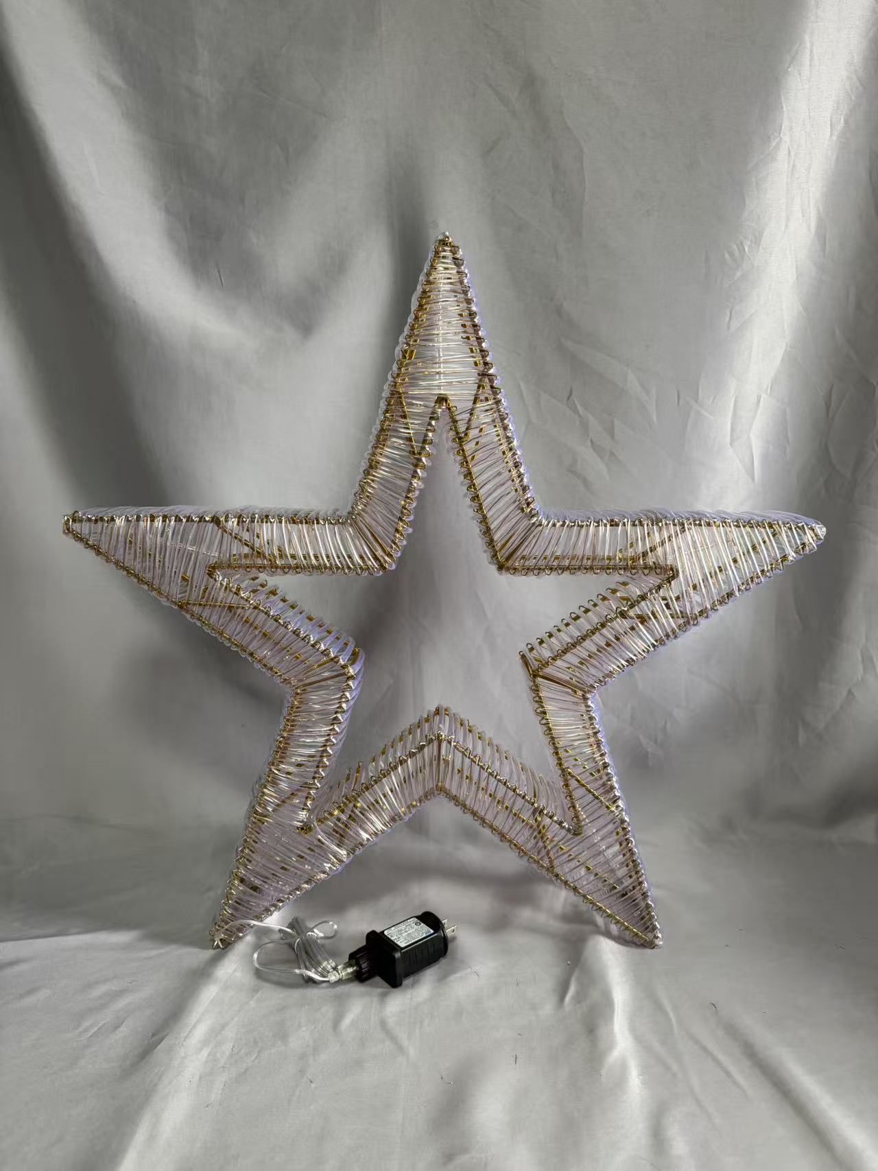 60cm Iron-Frame 5-Point Star Tube Light with 580 Warm White LEDs & Twinkling Bulbs - Dynamic Starburst Illumination for Indoor/Outdoor Festive Decor
