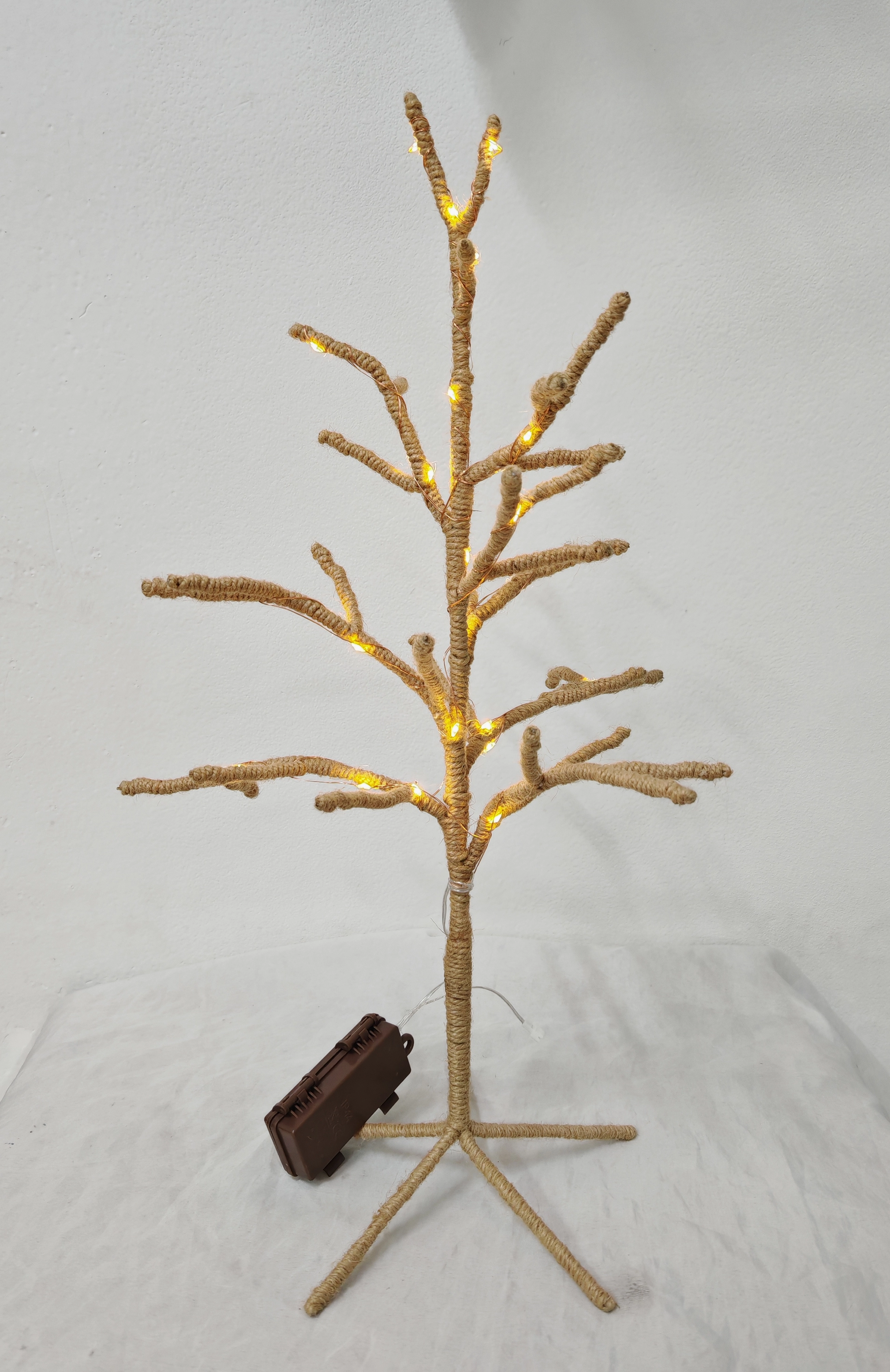 Withered Branch Tree Lamp Wrapped with Hemp Rope